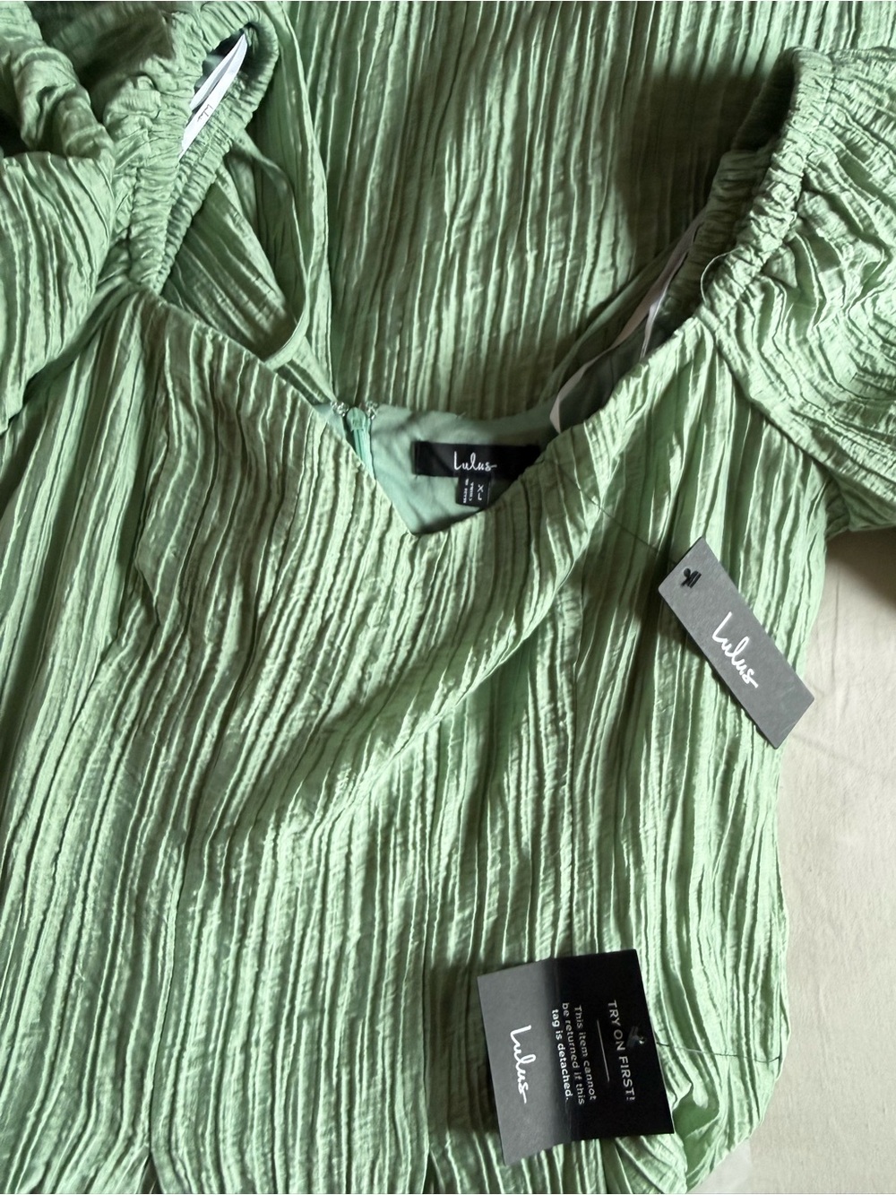 Lulu's Sage Green Puff Sleeve Midi Dress - Picture 2 of 5